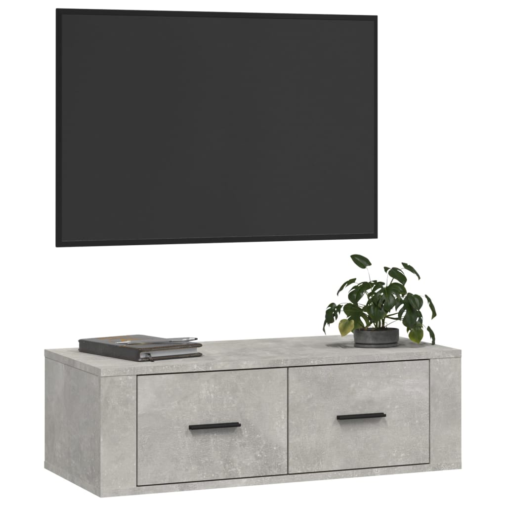 Hanging TV Cabinet Concrete Grey 80x36x25 cm Engineered Wood