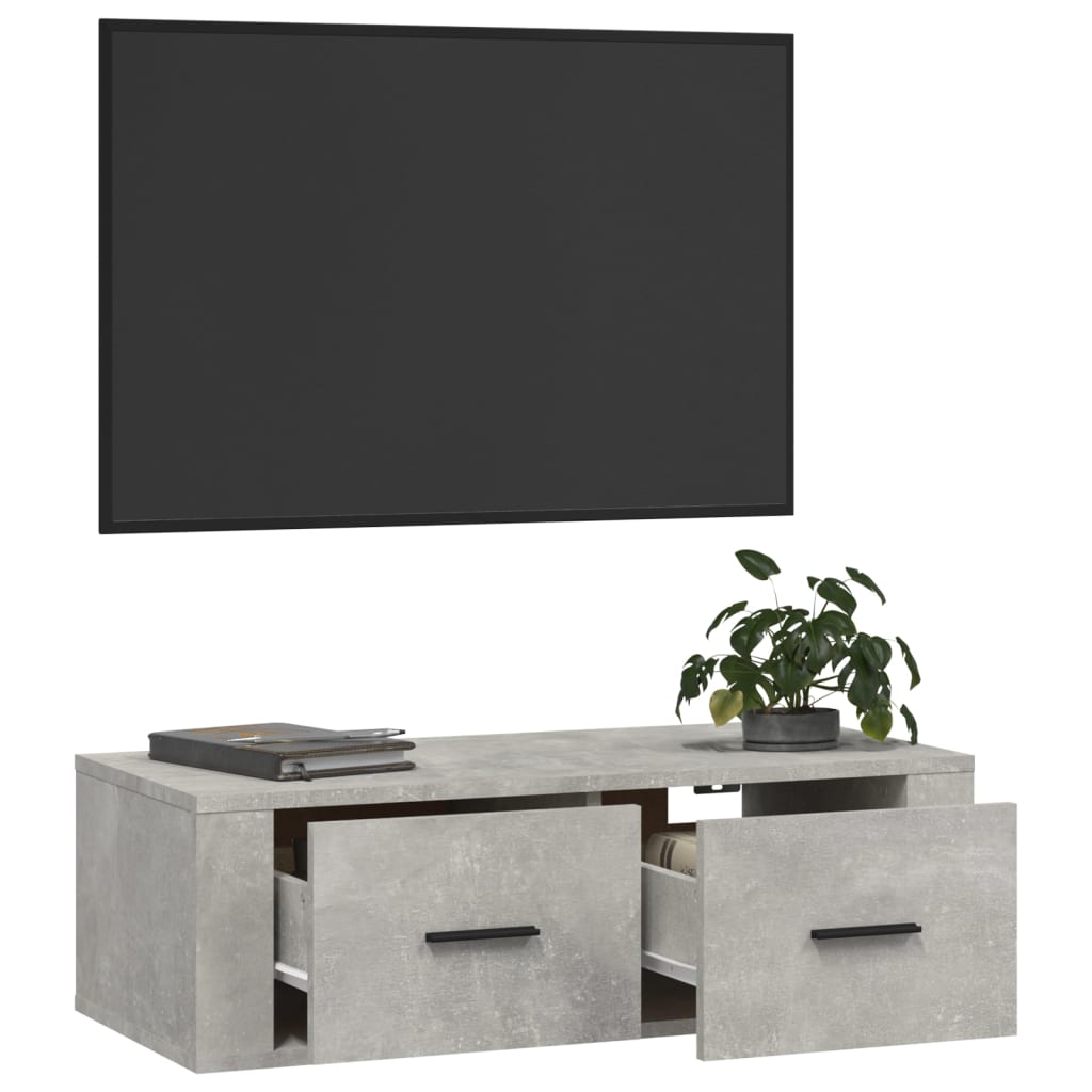 Hanging TV Cabinet Concrete Grey 80x36x25 cm Engineered Wood