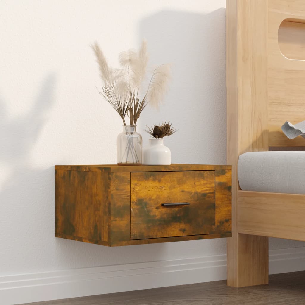 Wall-mounted Bedside Cabinet Smoked Oak 50x36x25 cm