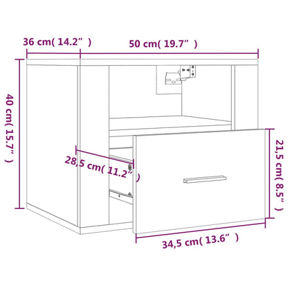 Wall-mounted Bedside Cabinet Concrete Grey 50x36x40 cm