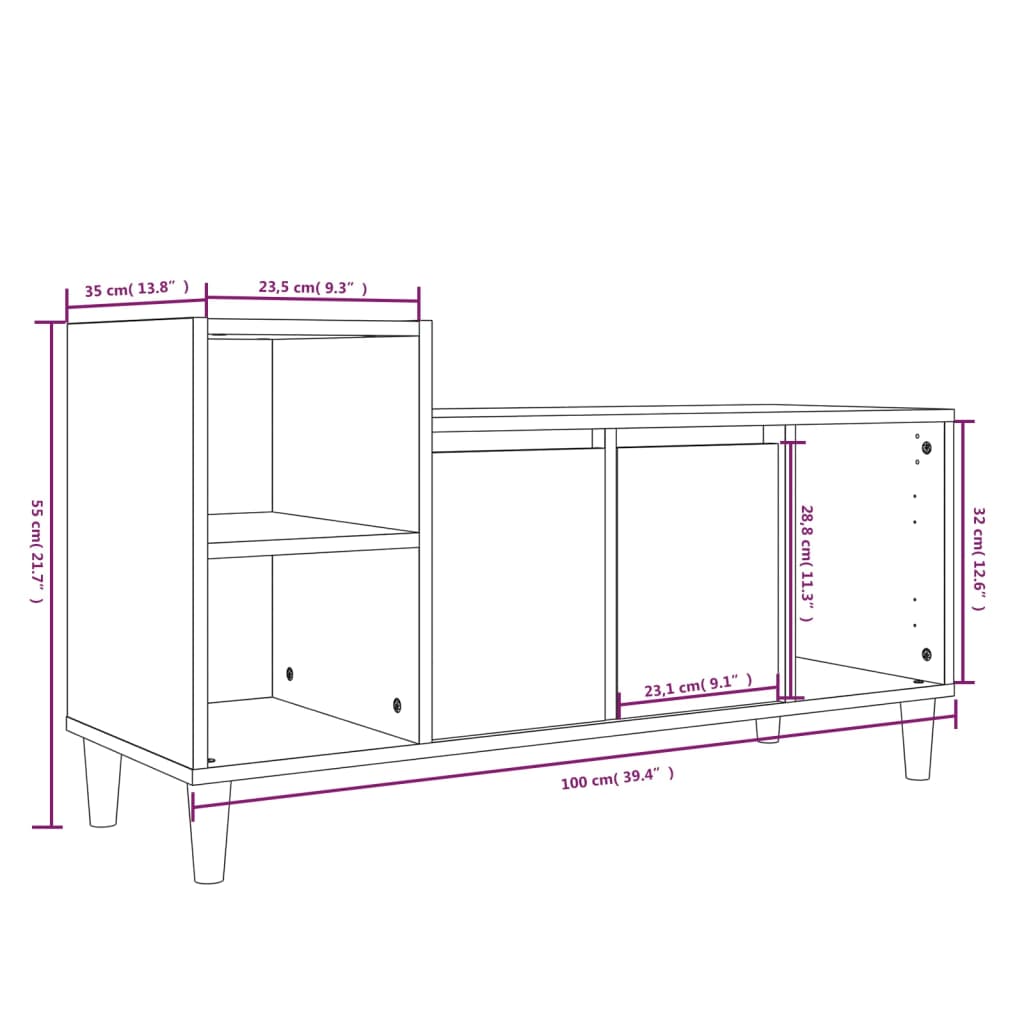 TV Cabinet Grey Sonoma 100x35x55 cm Engineered Wood