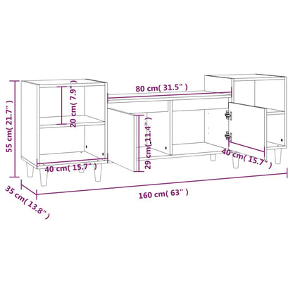 TV Cabinet Smoked Oak 160x35x55 cm Engineered Wood