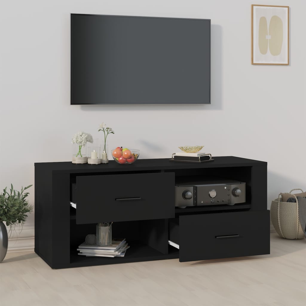 TV Cabinet Black 100x35x40 cm Engineered Wood