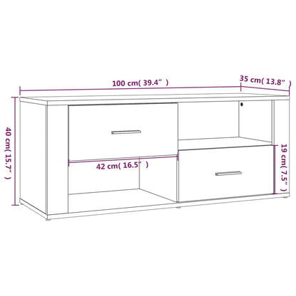 TV Cabinet Concrete Grey 100x35x40 cm Engineered Wood