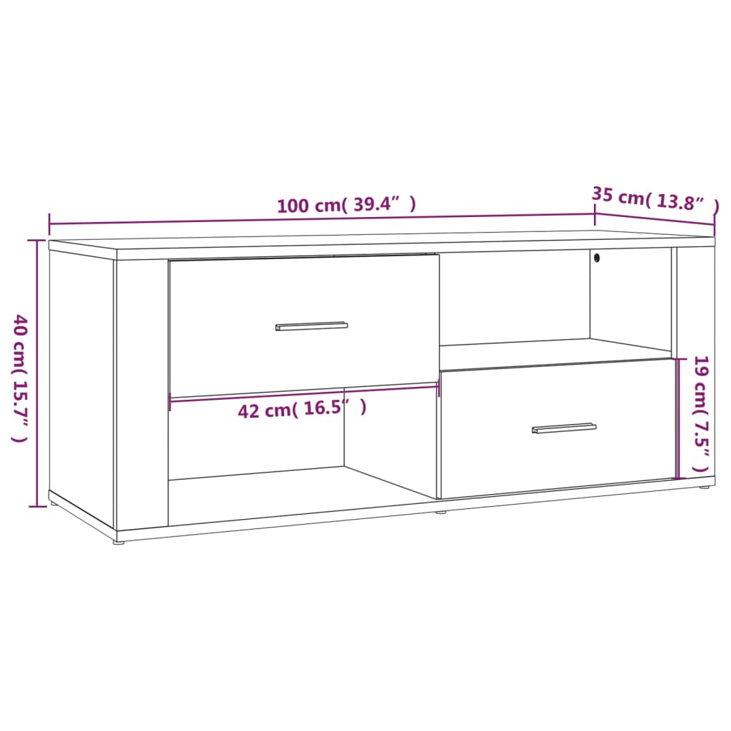 TV Cabinet Smoked Oak 100x35x40 cm Engineered Wood