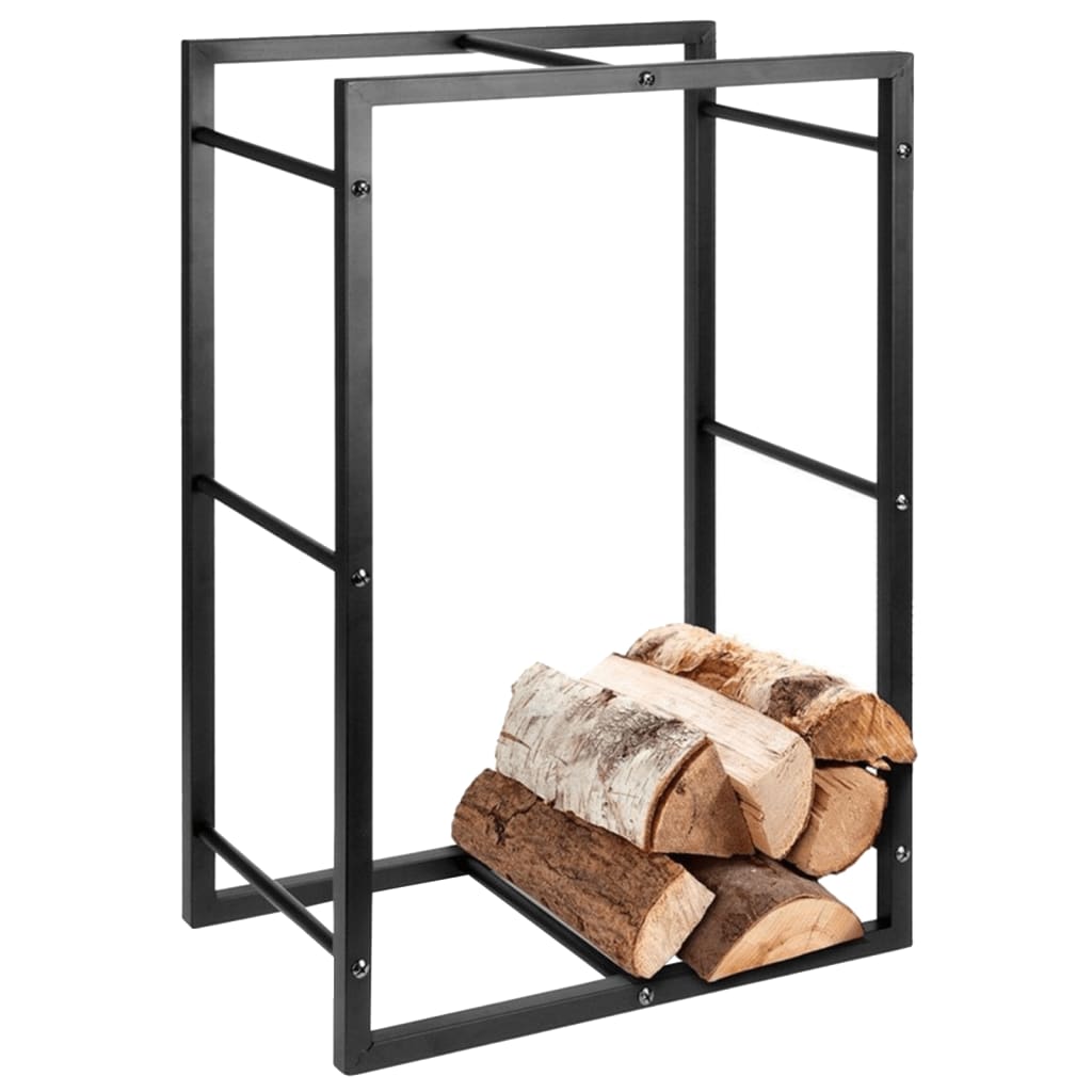 Wood Storage Stand Rectangular 45x28x70 cm Black