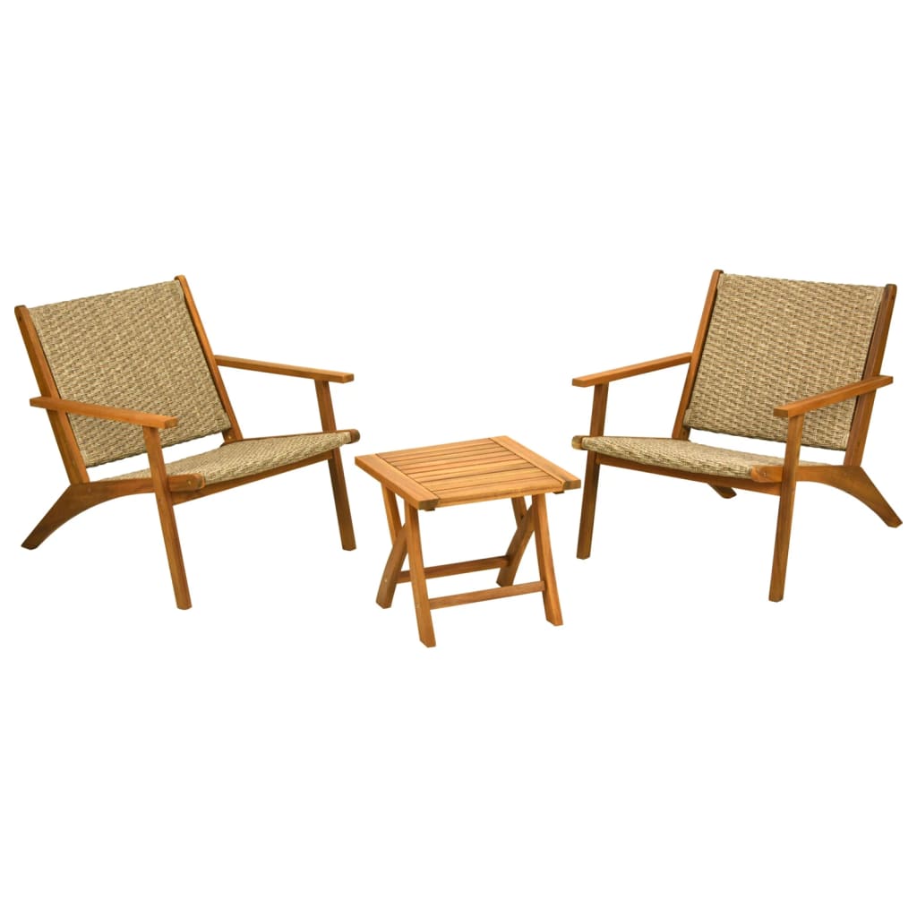 3 Piece Balcony Furniture Set Acacia Wood Natural