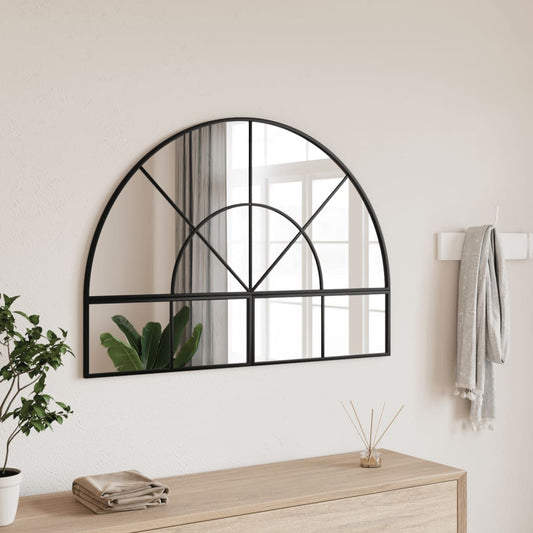 Wall Mirror Black 100x70 cm Arch Iron