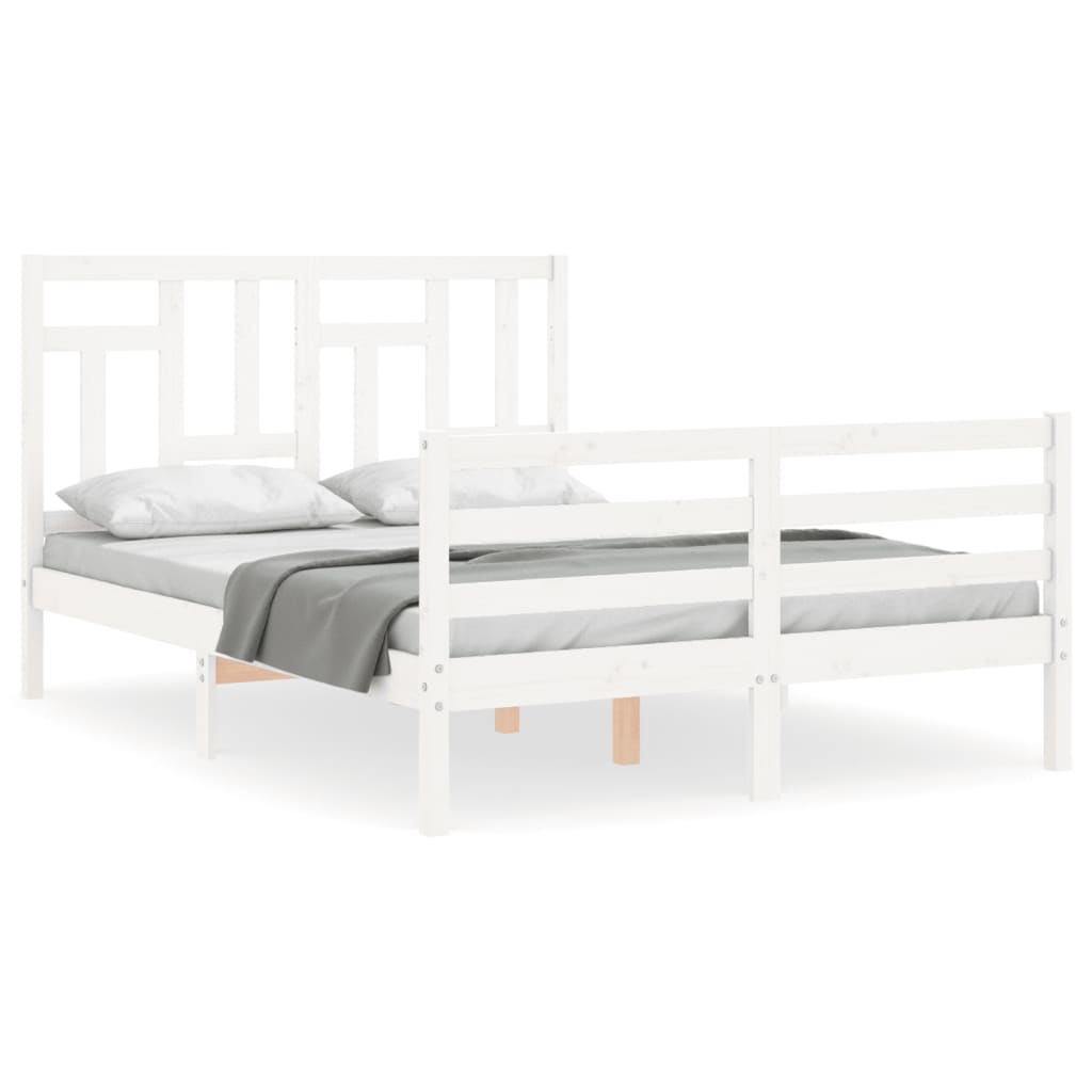 Bed Frame without Mattress White 140x190 cm Solid Wood
