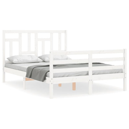 Bed Frame without Mattress White 140x190 cm Solid Wood