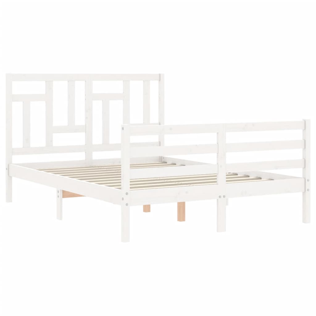 Bed Frame without Mattress White 140x190 cm Solid Wood
