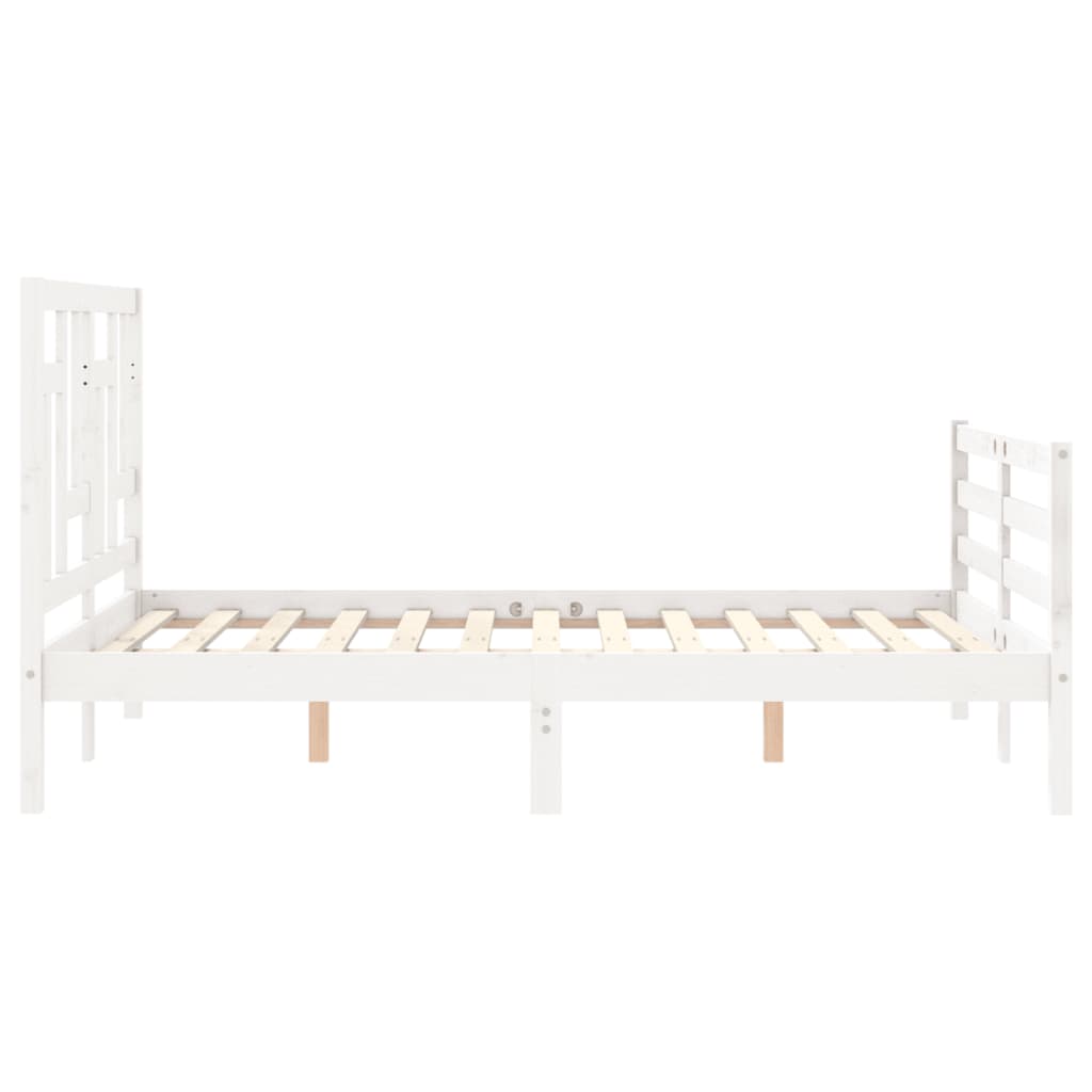 Bed Frame without Mattress White 140x190 cm Solid Wood