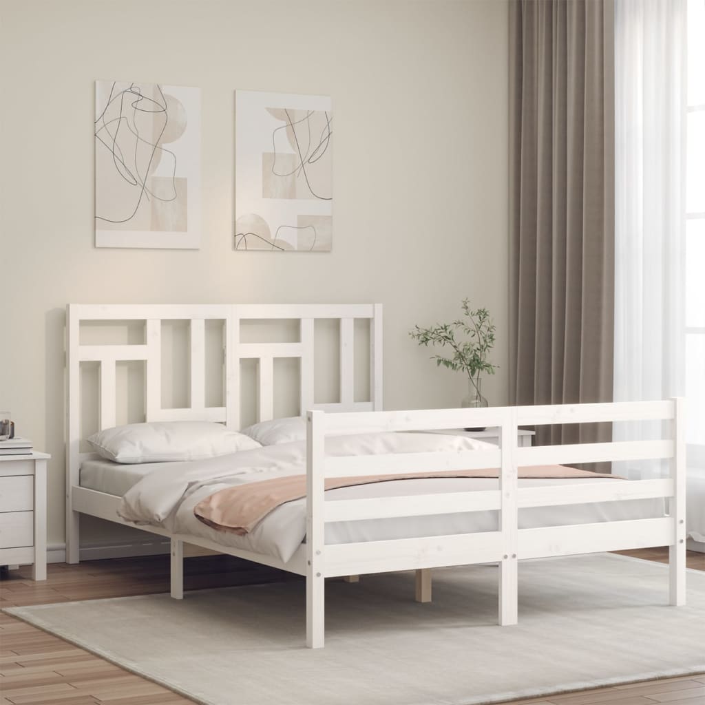 Bed Frame without Mattress White 140x190 cm Solid Wood