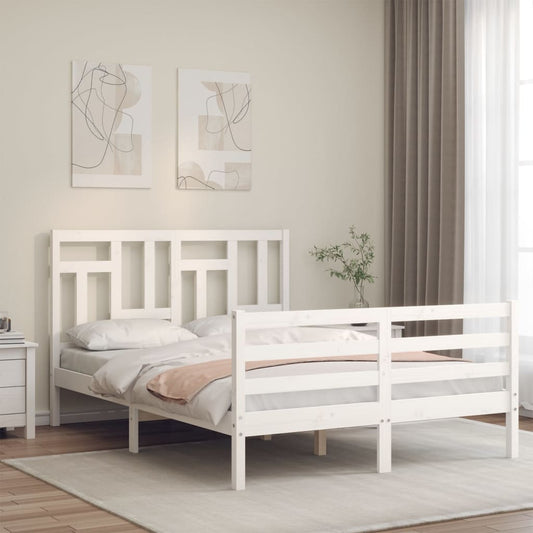 Bed Frame without Mattress White 140x190 cm Solid Wood