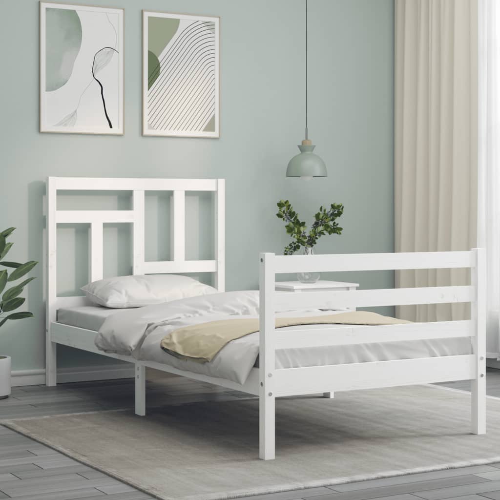 Bed Frame without Mattress White 90x200 cm Solid Wood