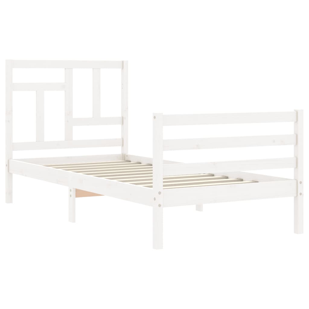 Bed Frame without Mattress White 90x200 cm Solid Wood