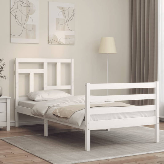 Bed Frame without Mattress White 90x200 cm Solid Wood