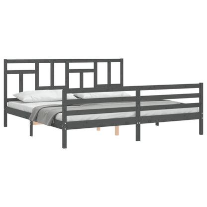 Bed Frame without Mattress Grey 200x200 cm Solid Wood