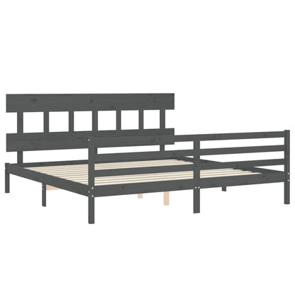 Bed Frame without Mattress Grey 200x200 cm Solid Wood