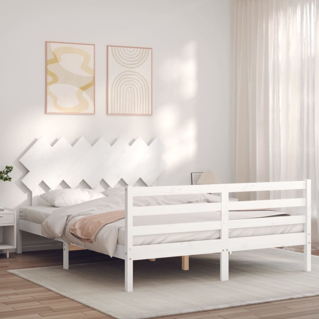 Bed Frame without Mattress White 140x200 cm Solid Wood