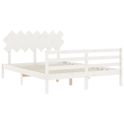 Bed Frame without Mattress White 140x200 cm Solid Wood