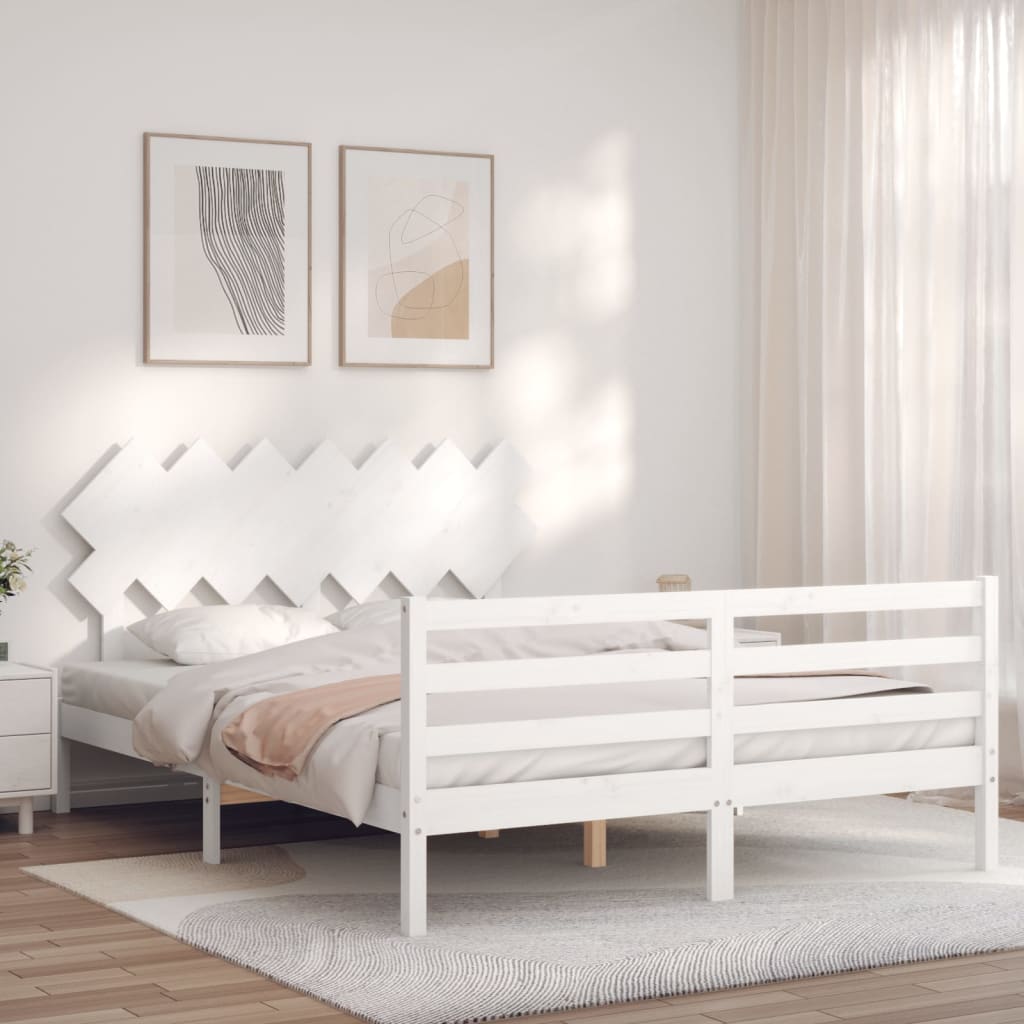 Bed Frame without Mattress White 140x200 cm Solid Wood