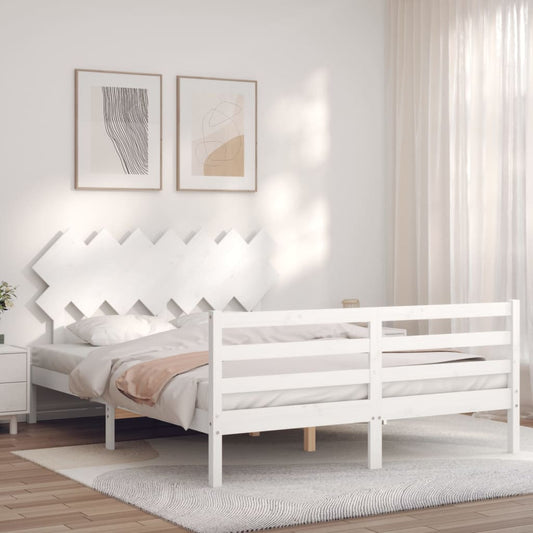 Bed Frame without Mattress White 140x200 cm Solid Wood