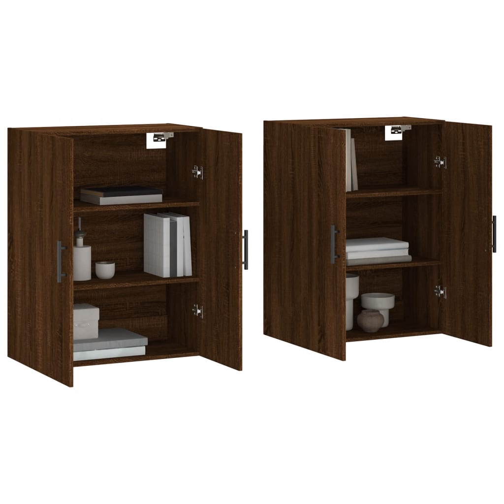 Wall Mounted Cabinets 2 pcs Brown Oak 69.5x34x90 cm