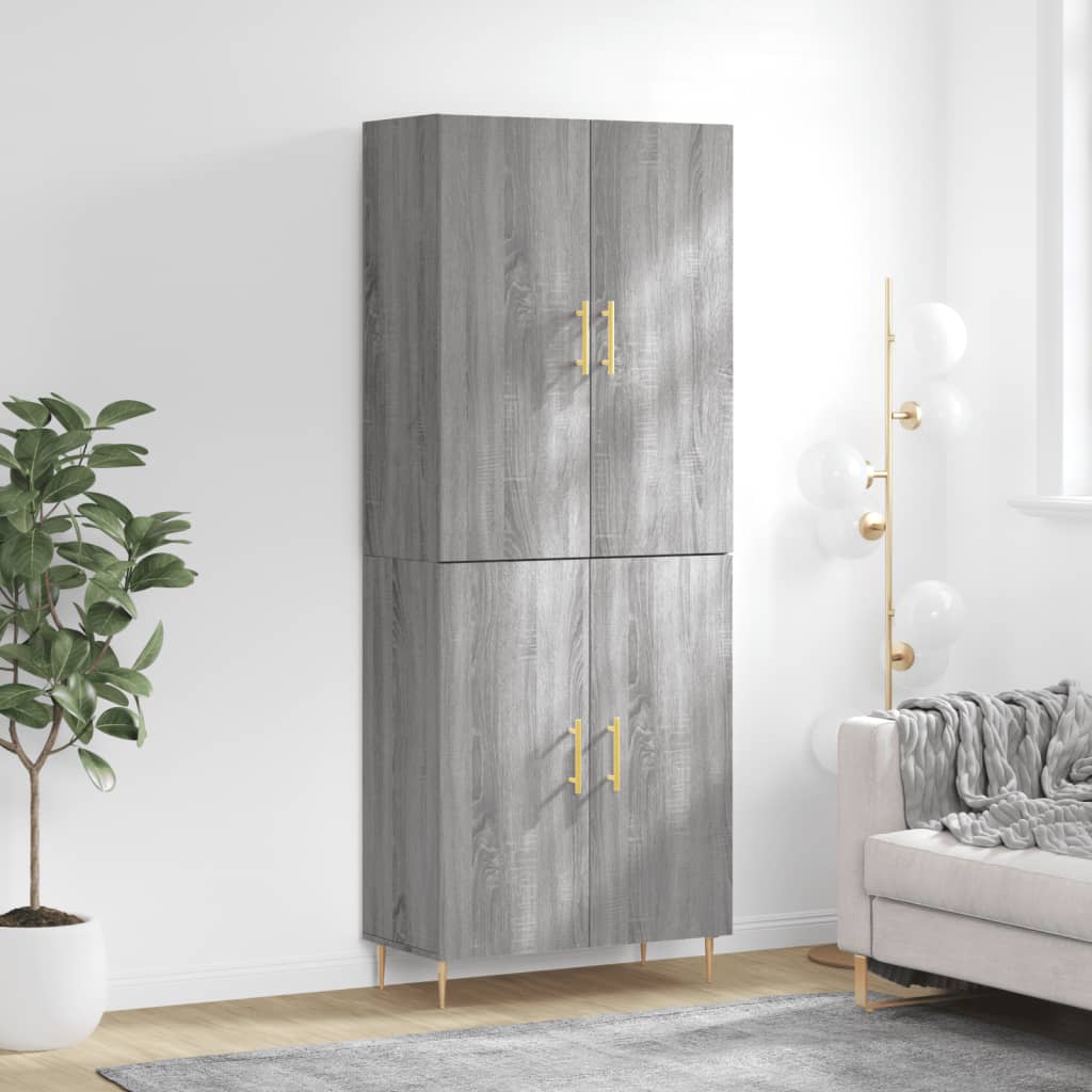 Highboard Grey Sonoma 69.5x34x180 cm Engineered Wood