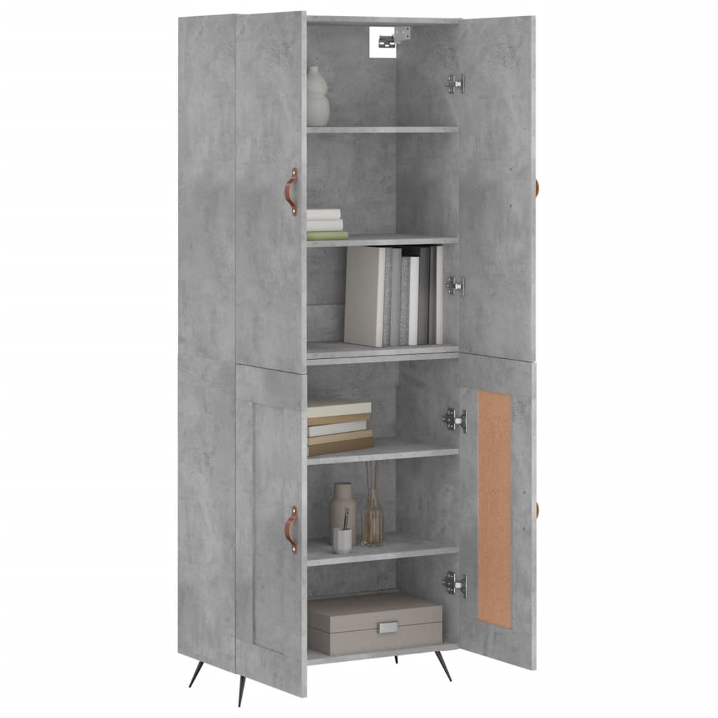 Highboard Concrete Grey 69.5x34x180 cm Engineered Wood