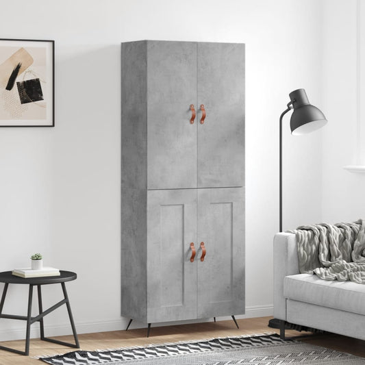 Highboard Concrete Grey 69.5x34x180 cm Engineered Wood