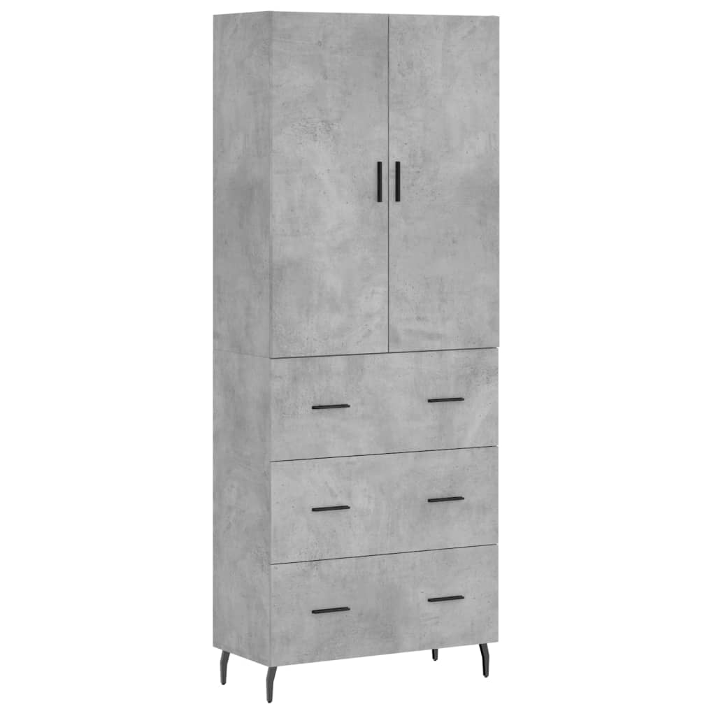 Highboard Concrete Grey 69.5x34x180 cm Engineered Wood