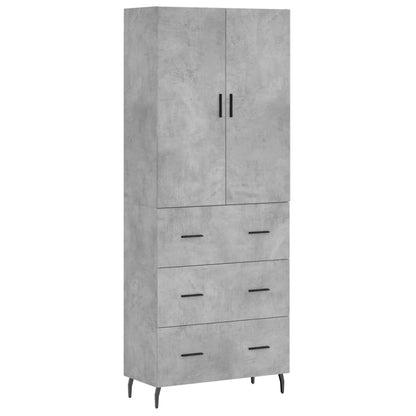 Highboard Concrete Grey 69.5x34x180 cm Engineered Wood