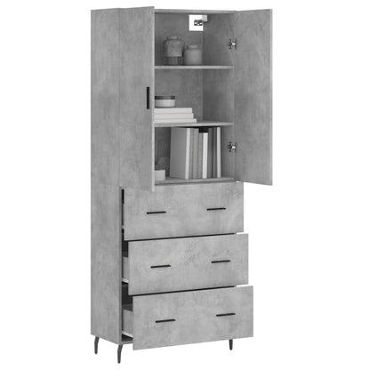 Highboard Concrete Grey 69.5x34x180 cm Engineered Wood