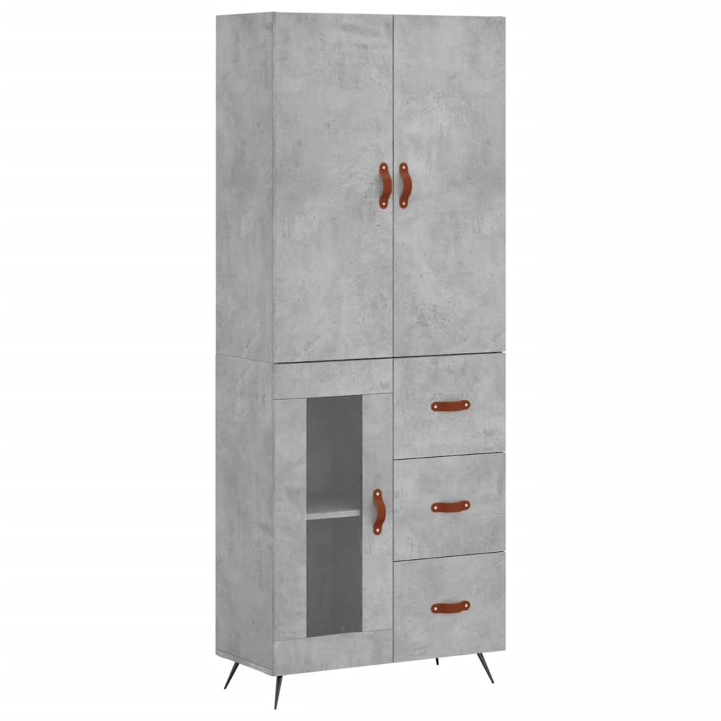 Highboard Concrete Grey 69.5x34x180 cm Engineered Wood