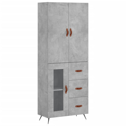 Highboard Concrete Grey 69.5x34x180 cm Engineered Wood