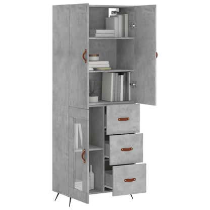 Highboard Concrete Grey 69.5x34x180 cm Engineered Wood