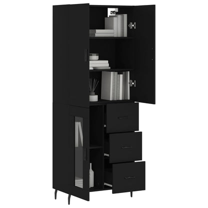 Highboard Black 69.5x34x180 cm Engineered Wood