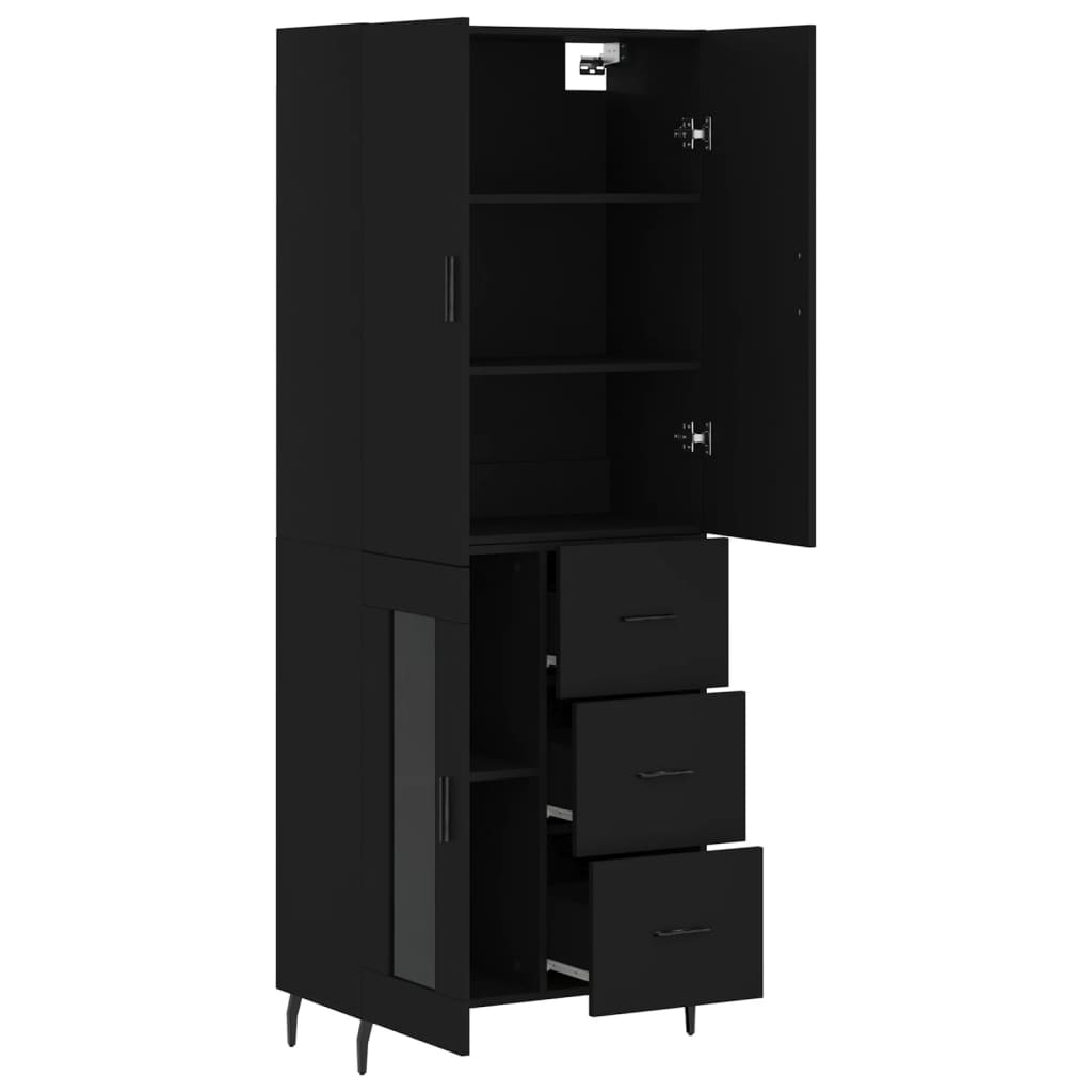 Highboard Black 69.5x34x180 cm Engineered Wood