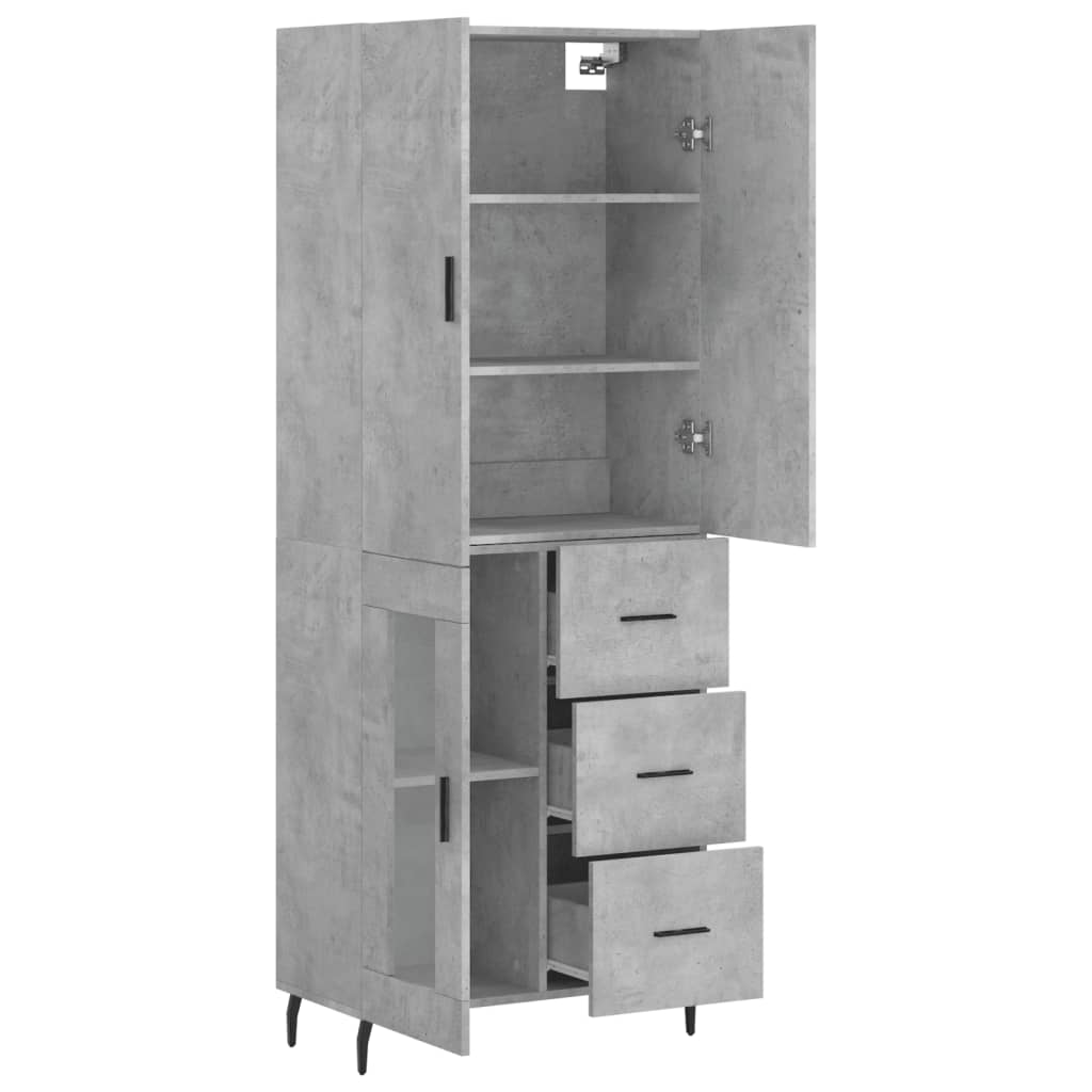 Highboard Concrete Grey 69.5x34x180 cm Engineered Wood