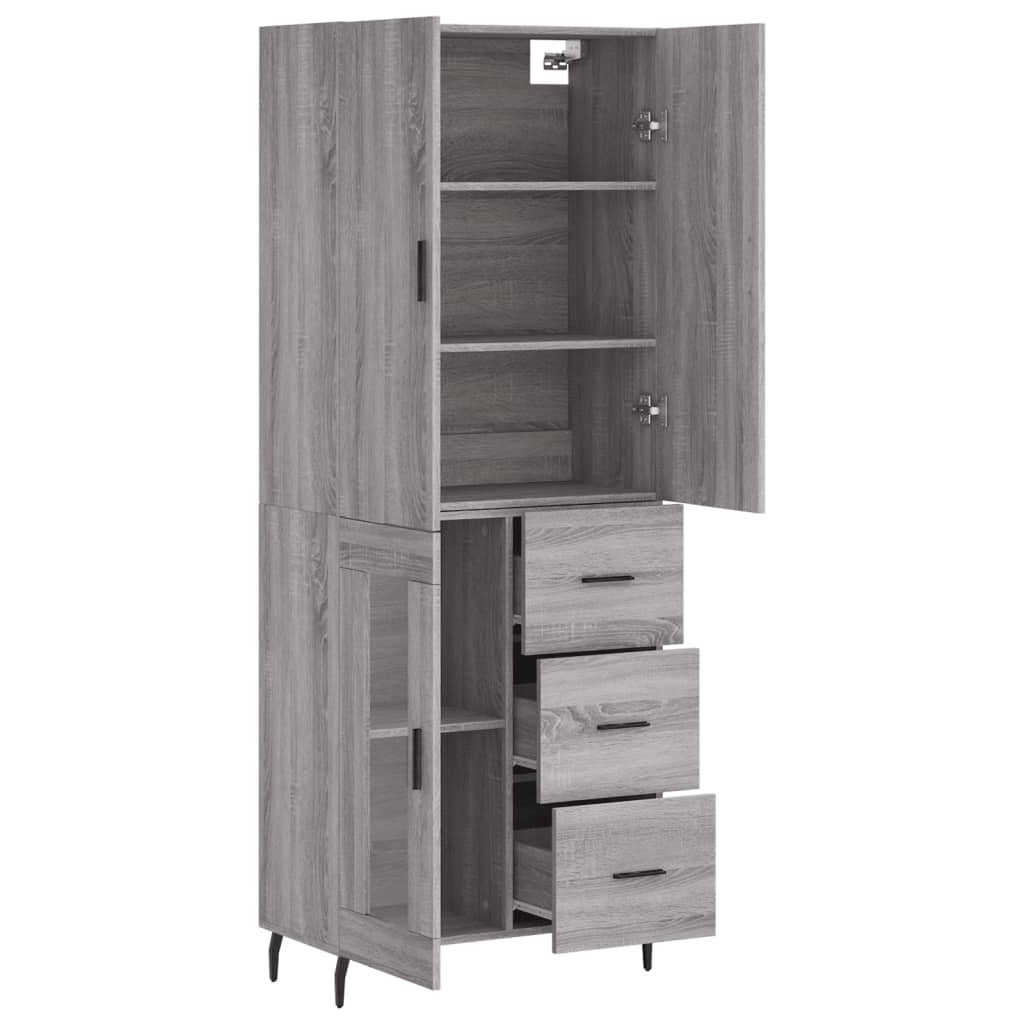 Highboard Grey Sonoma 69.5x34x180 cm Engineered Wood