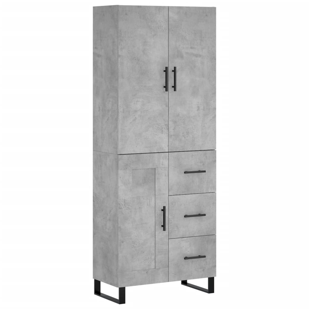 Highboard Concrete Grey 69.5x34x180 cm Engineered Wood