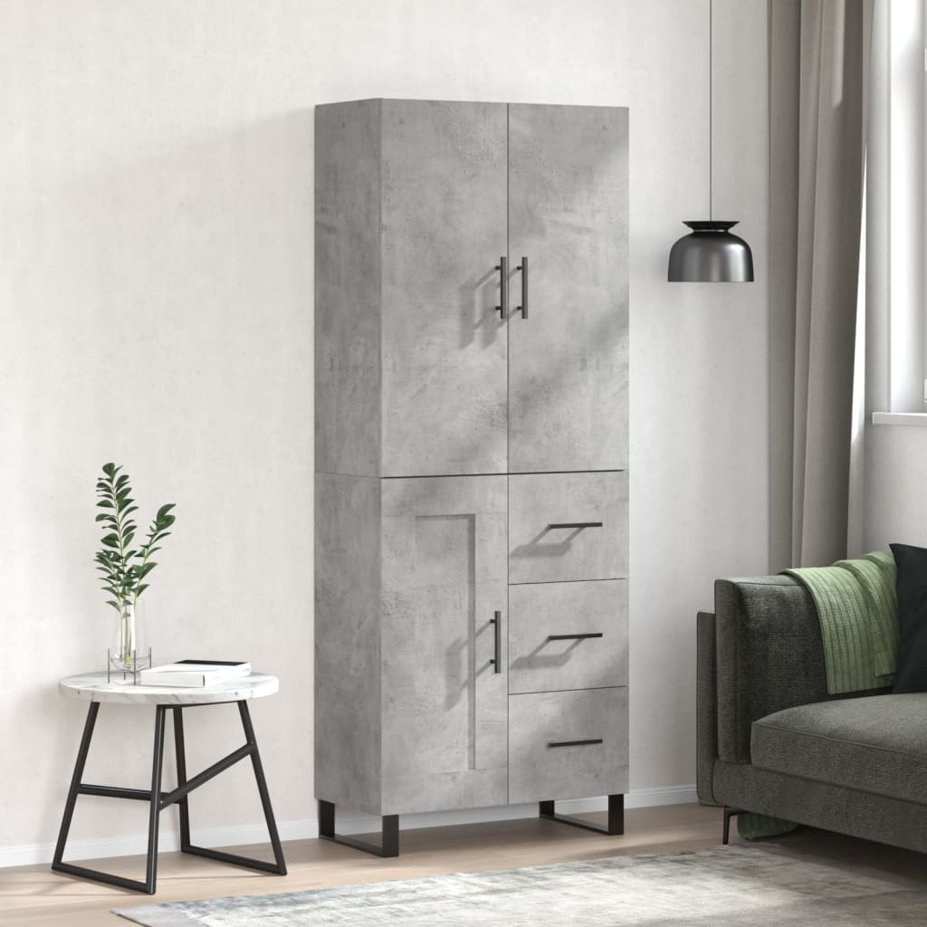 Highboard Concrete Grey 69.5x34x180 cm Engineered Wood