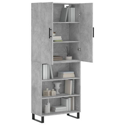Highboard Concrete Grey 69.5x34x180 cm Engineered Wood