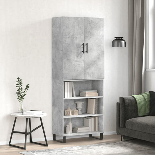 Highboard Concrete Grey 69.5x34x180 cm Engineered Wood