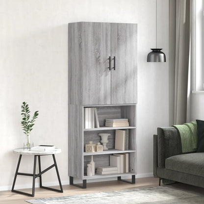 Highboard Grey Sonoma 69.5x34x180 cm Engineered Wood