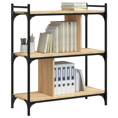 Bookcase 3-Tier Sonoma Oak 76x32x88 cm Engineered Wood