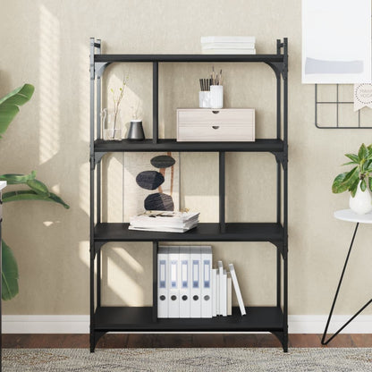 Bookcase 4-Tier Black 76x32x123 cm Engineered Wood