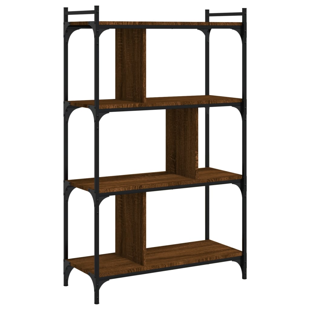 Bookcase 4-Tier Brown Oak 76x32x123 cm Engineered Wood