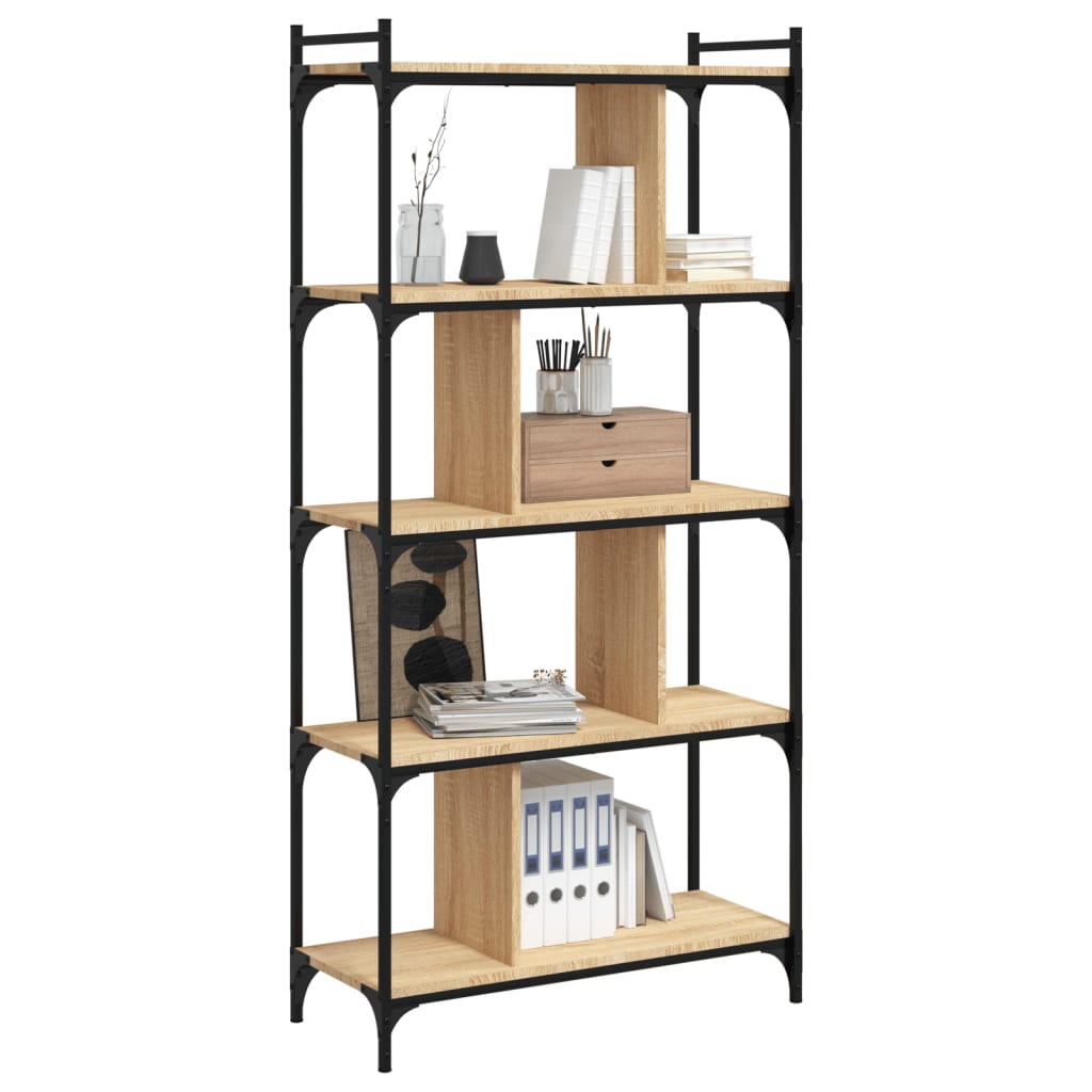 Bookcase 5-Tier Sonoma Oak 76x32x158 cm Engineered Wood